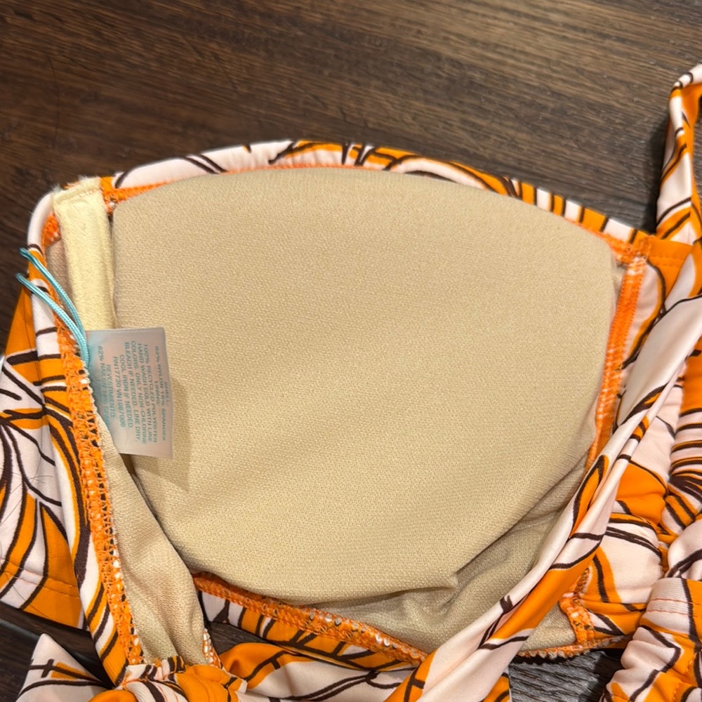Kona Sol NWT 2 Piece Orange Floral Bikini Set. High waisted full covered bottom. - Picture 7 of 10